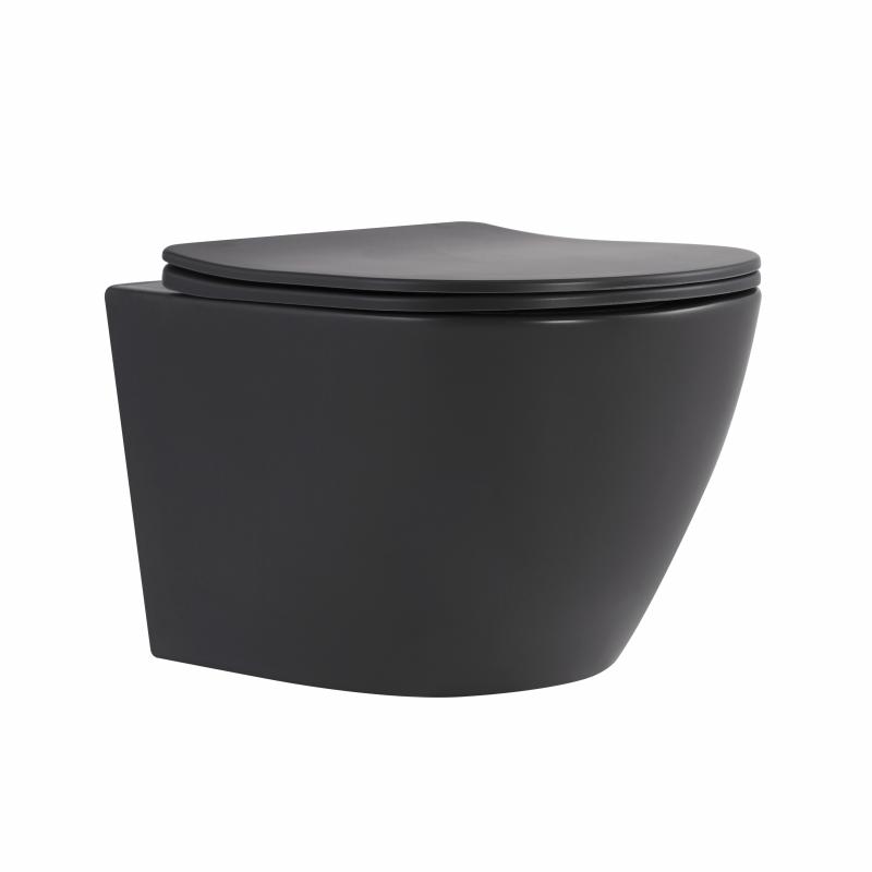 Унітаз підвісний Qtap Robin Ultra Quiet 520×365×340 мм, Anthracite, з сидінням Slim Duroplast / Soft-close / Quick Release QTROB26AN48995