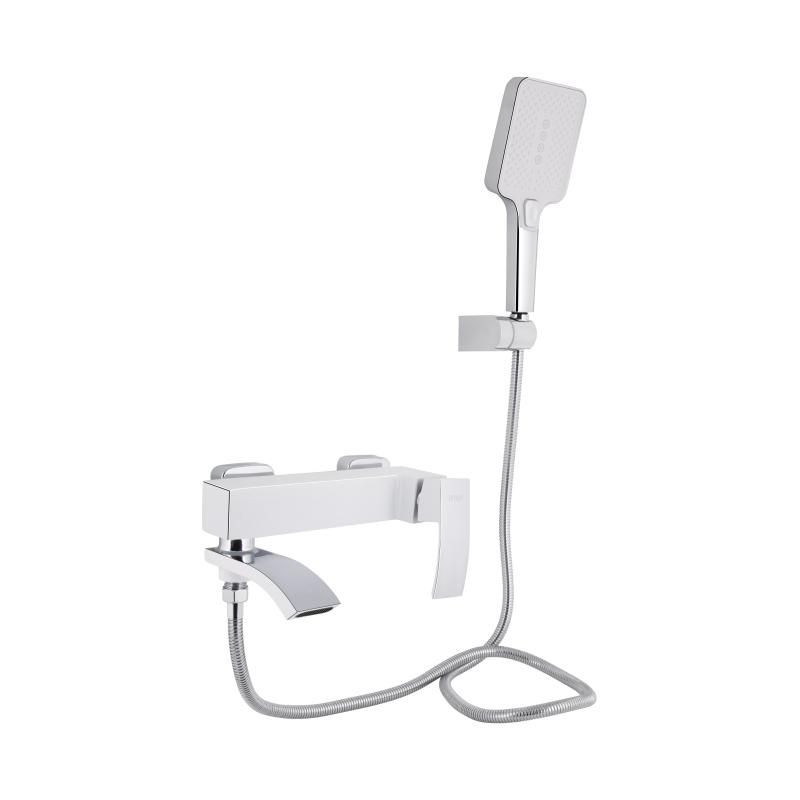 Змішувач для ванни Qtap Swan Cascada з поворотним виливом (з душовим гарнітуром) QTSWA260CRW45569 Chrome/White