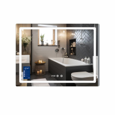 Дзеркало Qtap Mideya (MI2) 1000х800 з годинником, з LED-підсвічуванням Touch, з антизапотіванням, димером, рег. яскравості QTMID100080049266