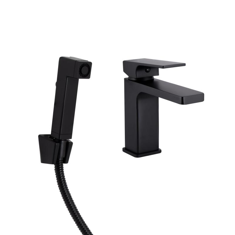 Змішувач для раковини Qtap Gemini (з гігієнічним душем) QTGEM272BLM45690 Black Matt Змішувач для раковини Qtap Gemini (з гігієнічним душем) QTGEM272BLM45690 Black Matt