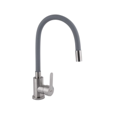 Змішувач для кухні Brinex Pure 015F3 з гнучким виливом   Nickel/Grey BRIPUR015F3NKG