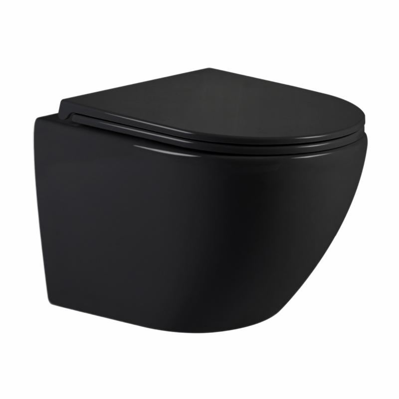 Унітаз підвісний Qtap Jay Ultra Quiet 485х360х320 мм, Matt Black, сидінням Slim Duroplast/ Soft-close/ Quick Relase QT07335177MB
