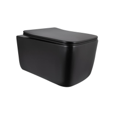Унітаз підвісний Qtap Gemini Ultra Quiet 485×340×350 мм, Matt Black, з сидінням Slim Duroplast / Soft-close / Quick Release QTGEM28BLM50505