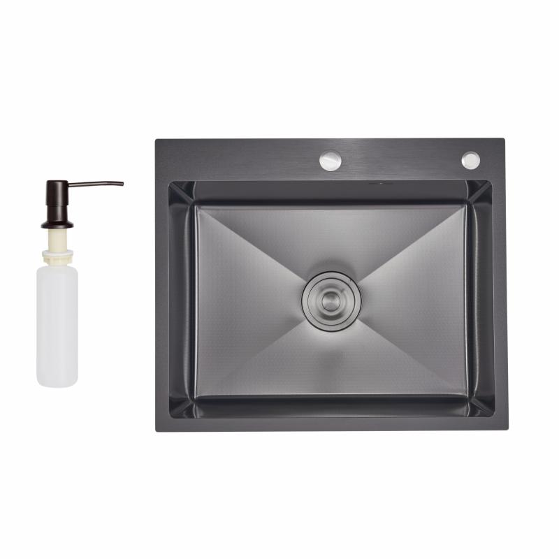 Lidz Handmade H6050HB Мийка для кухні інтегрована Decor Black PVD Honeycomb 2,5/0,5 мм LDH6050BDECPVD48371