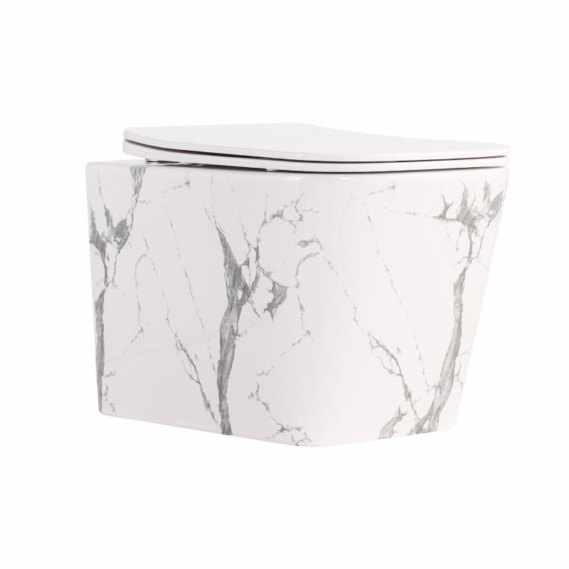 Унітаз підвісний Qtap Tern Ultra Quiet 520×345×325 мм, Marble, з сидінням Slim Duroplast / Soft-close / Quick Release QTTER26MR49002