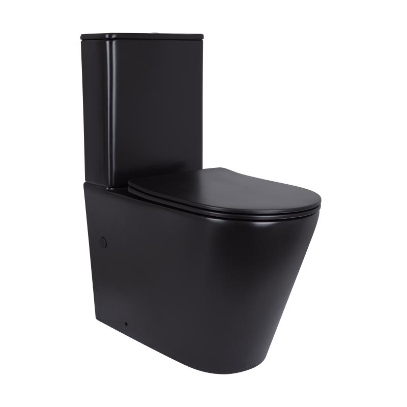 Унітаз підлоговий Qtap Scorpio Ultra Quiet безобідковий з сидінням Soft-close MATT BLACK QT14226088AMB