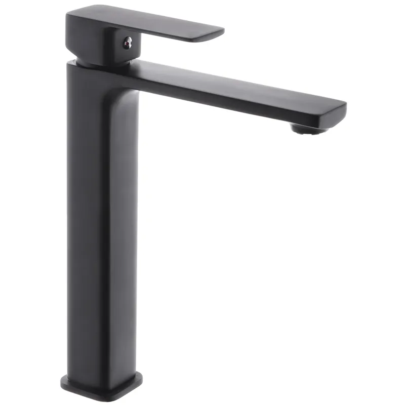 Змішувач для умивальника високий HAIBA KUBUS 001 HIGH NUT BLACK (Колір чорний) (HB3929)