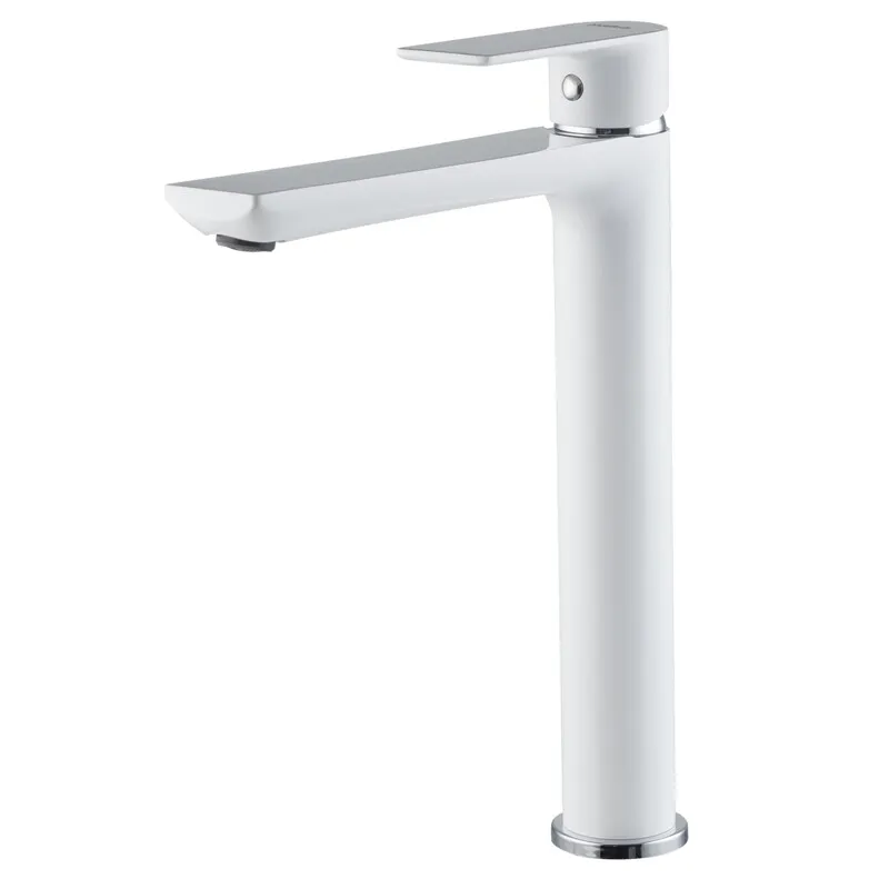 Змішувач для умивальника високий HAIBA ALEX 001 HIGH NUT WHITE-CHROME (Колір білий хром) (HB9564) Змішувач для умивальника високий HAIBA ALEX 001 HIGH NUT WHITE-CHROME (Колір білий хром) (HB9564)