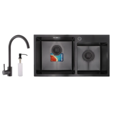 Комплект: мийка, змішувач, диспенсер MIXXUS SET-7843D-220x1.0-PVD-BLACK (Колір чорний) (MX0585)