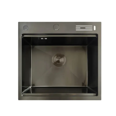 Мийка з нерж. сталі MIXXUS MH5050-SK NANO-BLACK зі сходинкою для сушарки, з підставкою під ножі (Колір графіт) (MX1940)