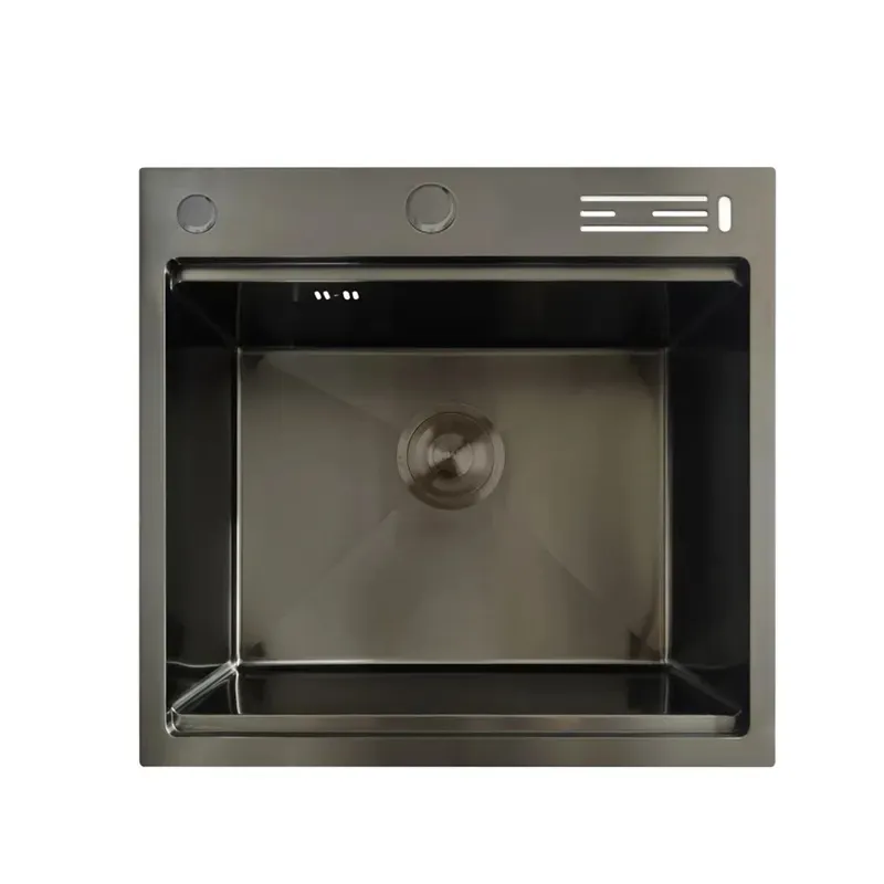 Мийка з нерж. сталі MIXXUS MH5050-SK NANO-BLACK зі сходинкою для сушарки, з підставкою під ножі (Колір графіт) (MX1940)