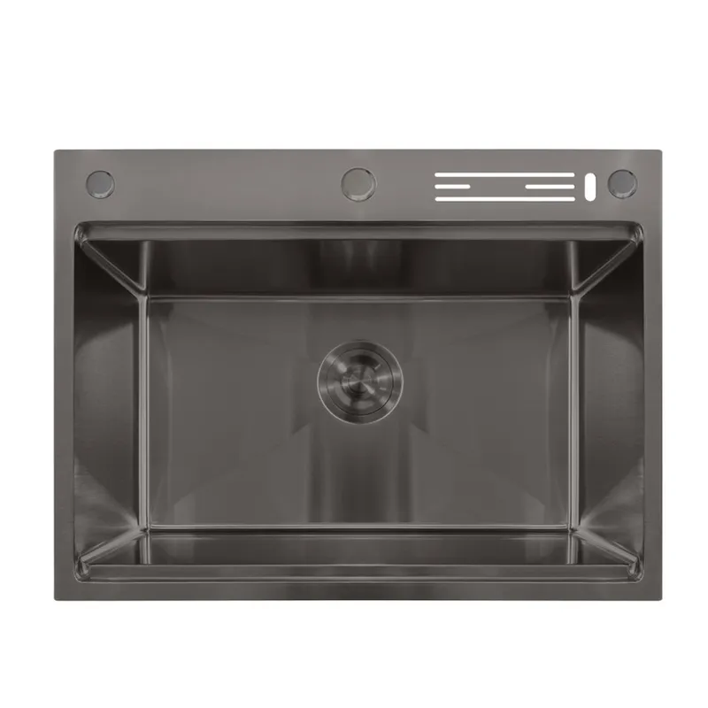 Мийка з нерж. сталі MIXXUS MH7050-SK NANO-BLACK (3.0/0.8) зі сходинкою для сушарки, з підставкою під ножі (Колір графіт) (MX1944)
