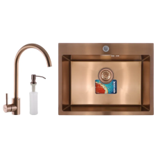 Комплект: мийка, змішувач, диспенсер MIXXUS SET-6045-200x1.0-PVD-BRONZE (Колір бронза) (MX0588)