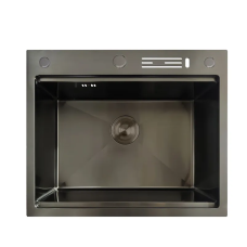 Мийка з нерж. сталі MIXXUS MH6050-SK NANO-BLACK (3.0/0.8) зі сходинкою для сушарки, з підставкою під ножі (Колір графіт) (MX1942)