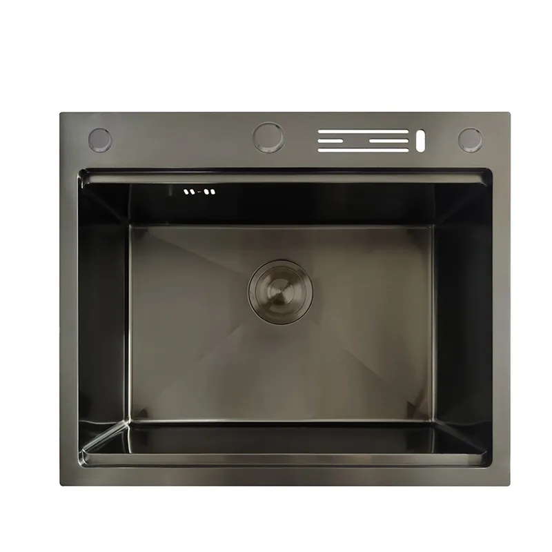 Мийка з нерж. сталі MIXXUS MH6050-SK NANO-BLACK (3.0/0.8) зі сходинкою для сушарки, з підставкою під ножі (Колір графіт) (MX1942)