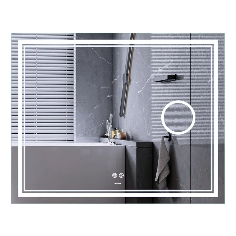 Дзеркало MIXXUS PREMIUM QUADRO MR20-100x80 з LED Touch, Anti-fog, димером, рег. яскравості, лінзою (MP6623) Дзеркало MIXXUS PREMIUM QUADRO MR20-100x80 з LED Touch, Anti-fog, димером, рег. яскравості, лінзою (MP6623)