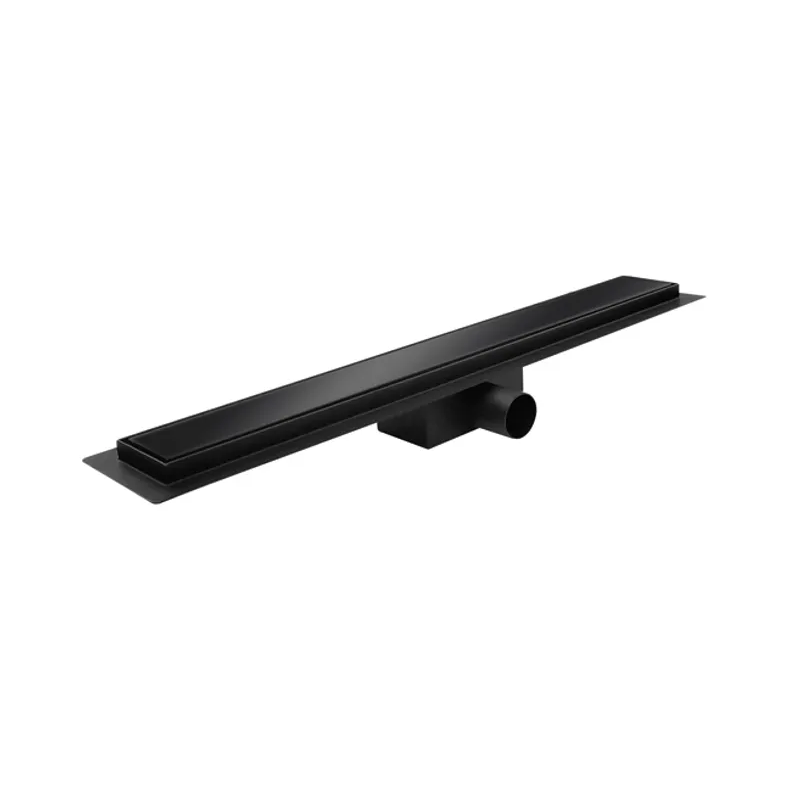 Душовий трап KOER FD08-70x500-GLASS BLACK з нерж. сталі SUS304 70x500мм зі скляною панеллю (Колір чорний) (KR5139)