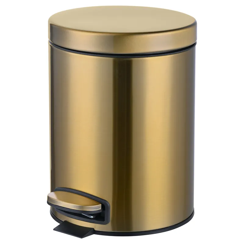 Відро для сміття з плавним закриттям кругле MIXXUS ELLIPSE-TC0205 BRUSHED GOLD 5л (колір матове золото) (MI8400)